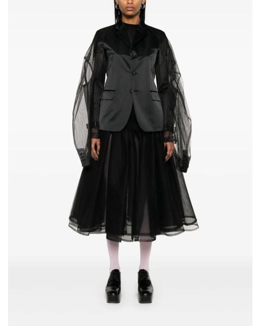 Comme des Garçons Black Tulle-Inserts Blazer