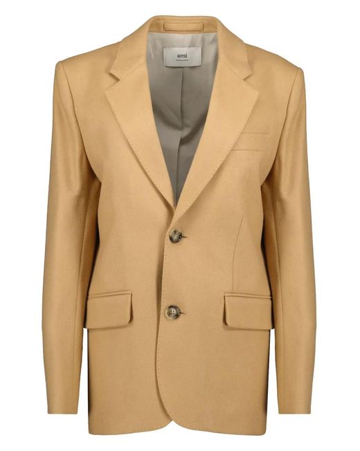 AMI Natural Single Breasted Wool Blazer