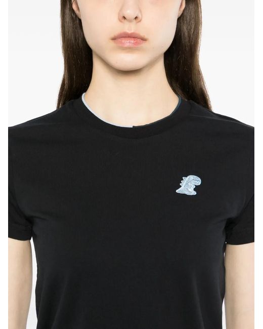 SPORT b. by agnès b. Black Logo-Embroidered Round Neck T-Shirt