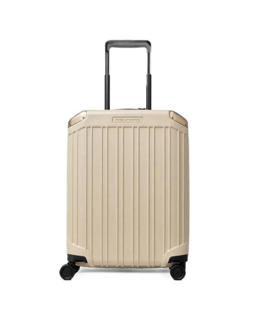 Piquadro Natural Logo-Plaque Ribbed Suitcase