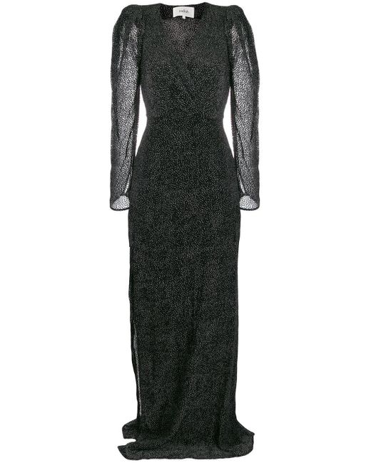 Ba&sh Black Charlie Dévoré Velvet Dot Maxi Dress