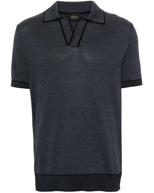 Brioni Black Contrasting-trim Polo Shirt for men