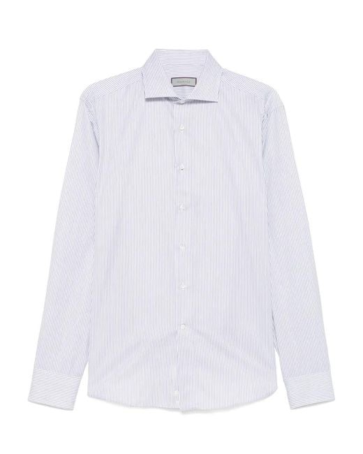 Canali White Striped Shirt for men