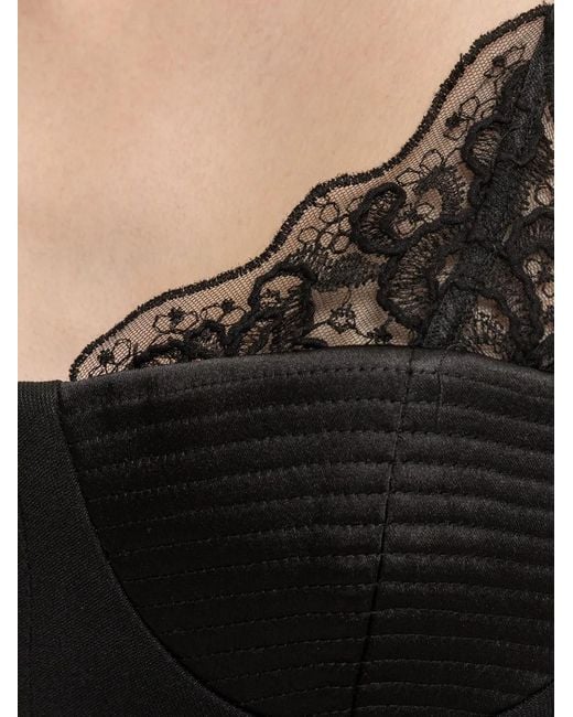 Nissa Black Wool-Blend Lace Corset Top