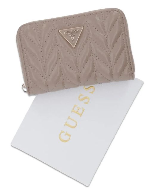Guess Gray Cheryl Chevron-Quilted Logo-Plaque Wallet