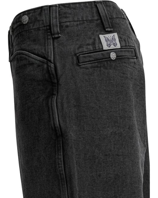 Needles Black Button Patch Jeans for men