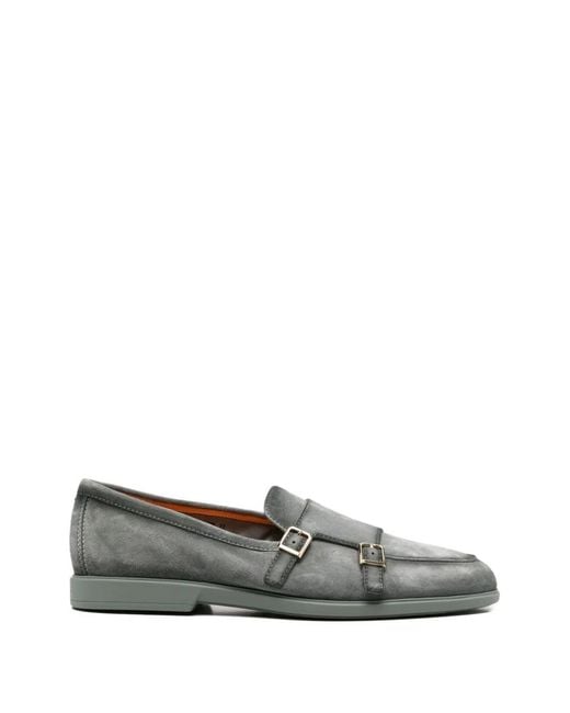 Santoni Gray Double-Strap Monk Shoes for men