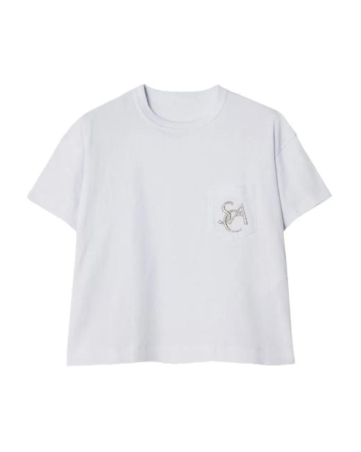 T-Shirt À Poche Poitrine Sacai en coloris White