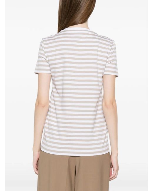 Max Mara White Striped Cotton T-Shirt