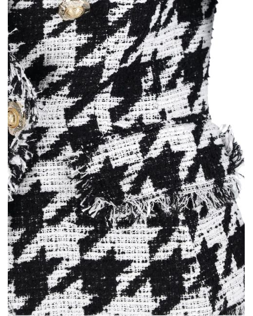 Balmain Blazer Met Pied-De-Poule Print En Franje in het Black