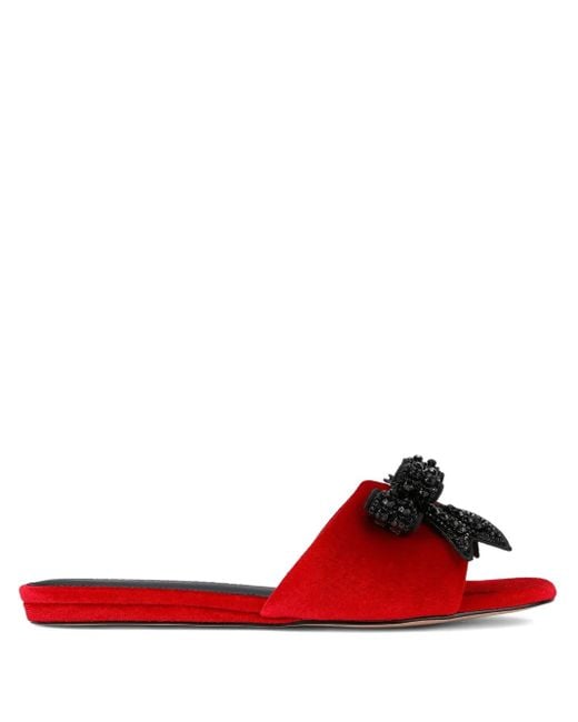 Kurt Geiger Red Kensington Bow-embellished Velvet Sandals