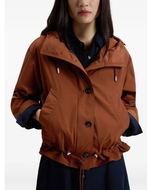 Woolrich Brown Hooded Buttoned Jacket