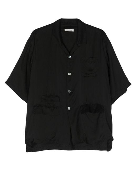 Undercover Black Camp-collar Satin Shirt for men