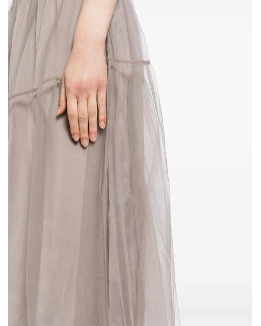 JNBY Gray A-Line Tulle Midi Skirt