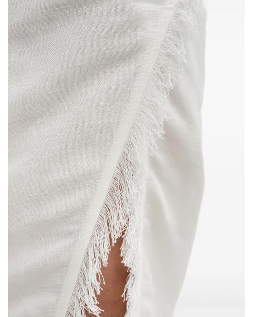 Jonathan Simkhai White Quinton Fringed Midi Skirt