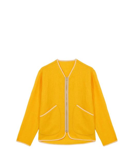 Fortela Yellow Zip-Up Trim Wool Jacket for men