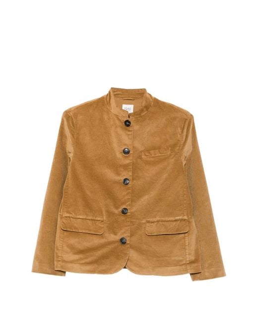 19.61 MILANO Brown Velvet Band-Collar Jacket