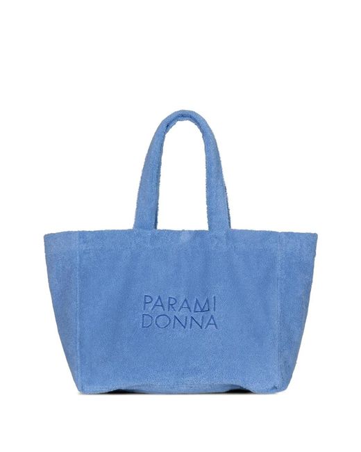 Paramidonna Blue Terry-Cloth Logo-Embroidered Tote Bag