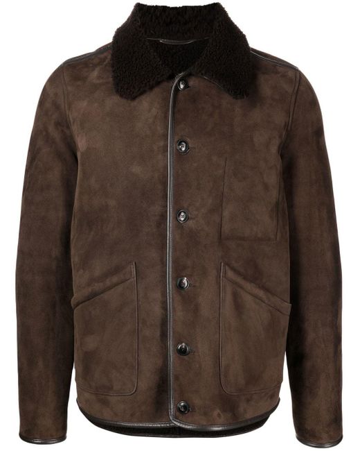 YMC Brainticket Shearling Jacket in Brown for Men | Lyst
