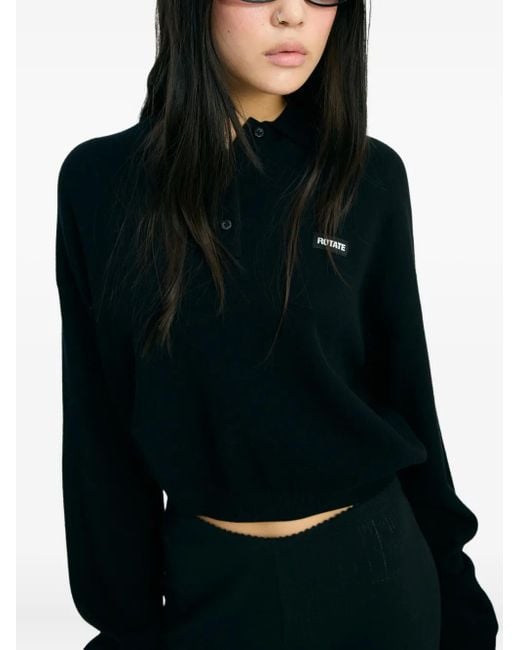 ROTATE BIRGER CHRISTENSEN Black Long-Sleeve Polo Shirt