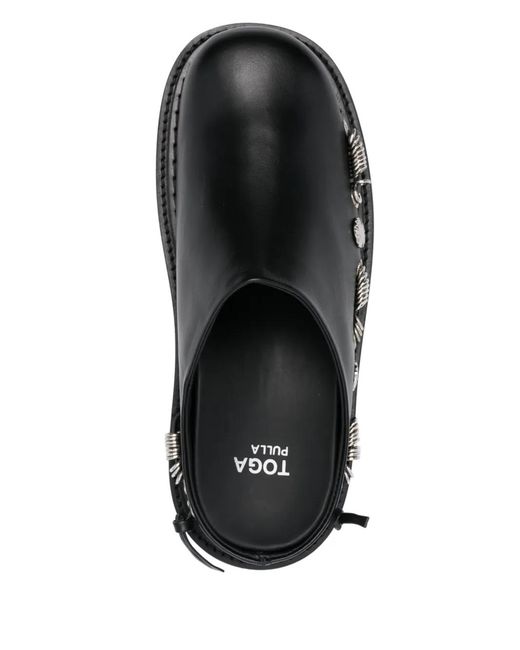 Toga Black Stud-Detail Slippers