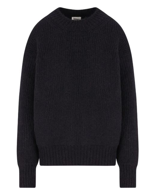 Saint Laurent Blue Ribbed Crew-Neck Sweater