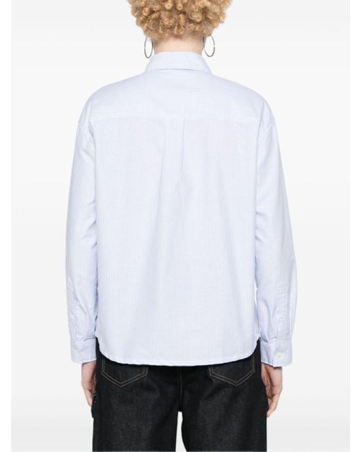 A.P.C. White Logo-embroidered Striped Shirt