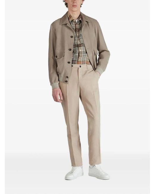 Montedoro Natural Buttoned Suede Leather Jacket for men