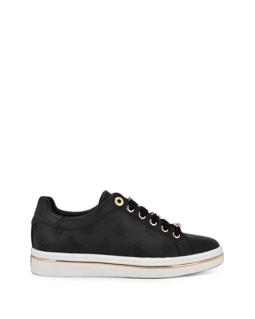 Guess Black Stasey 4G Logo-Embossed Lace-Up Sneakers