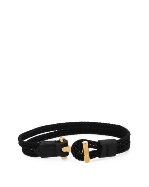 Tom Ford Black T-Bar Braided Bracelet for men