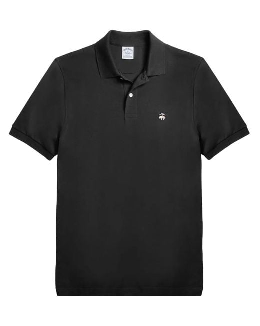 Brooks Brothers Black Logo-Embroidered Polo Shirt for men
