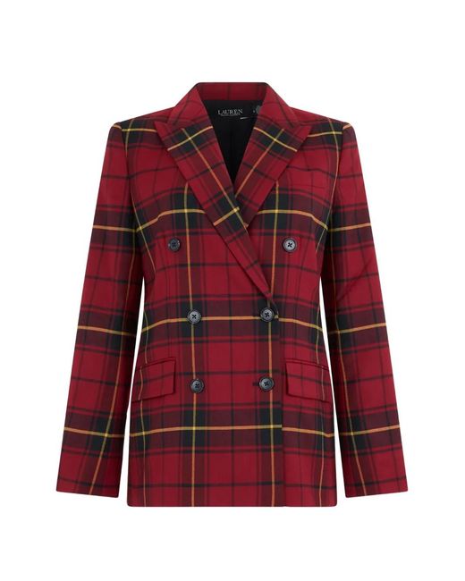 Ralph Lauren Red Plaid Double-Breasted Blazer