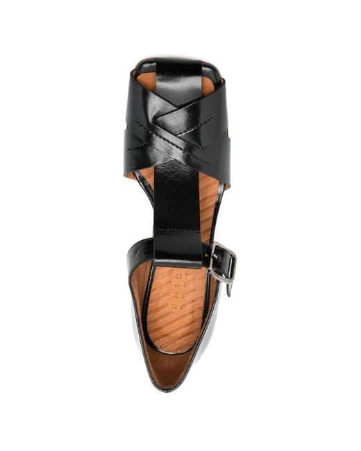 Chie Mihara Black Sempai Woven T-Strap Pumps