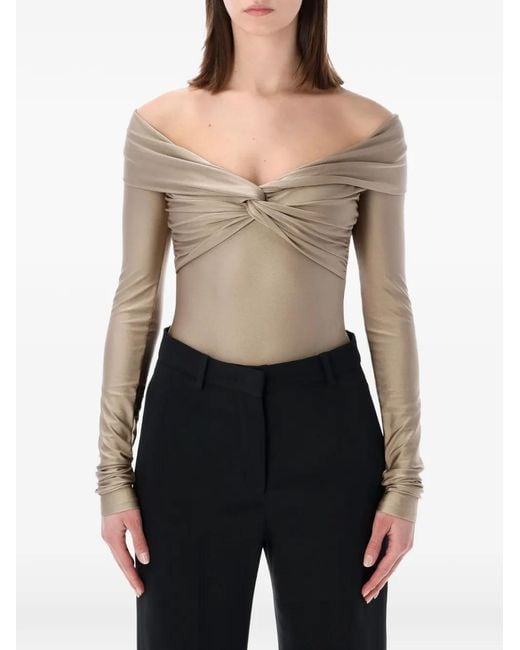 ANDAMANE Black Long-Sleeves Knot Bodysuit