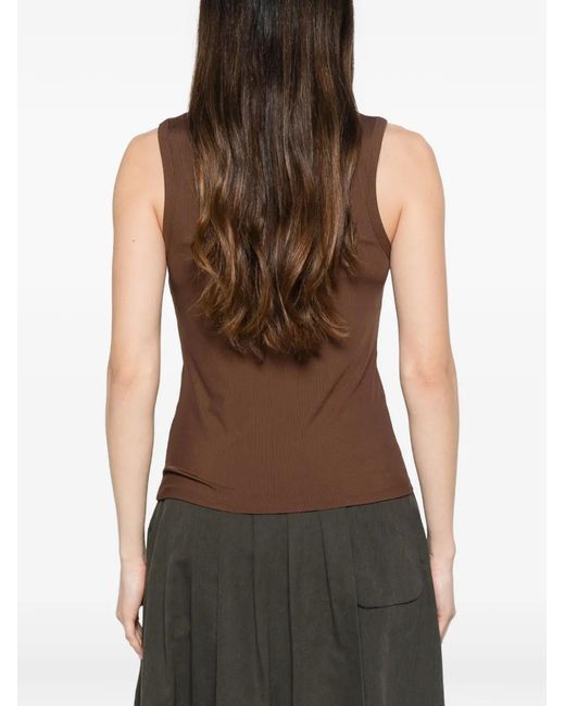 Marella Brown Ribbed Tank Top