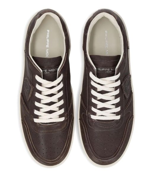 Philippe Model Black Leather Low-Top Sneakers for men