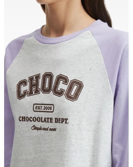 Felpa Crop Con Maniche Raglan di Chocoolate in White