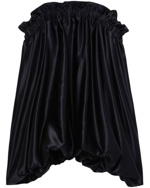 Noir Kei Ninomiya Black Gathered Satin Midi Skirt