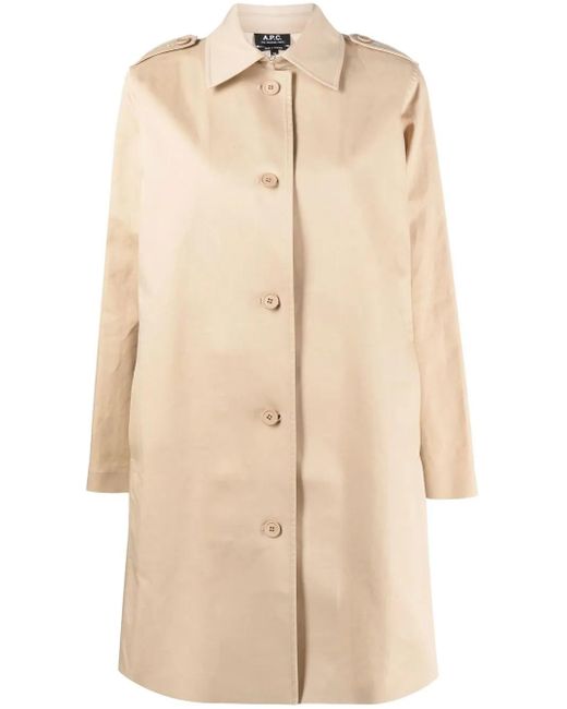 Manteau Mi-Long À Simple Boutonnage A.P.C. en coloris Natural