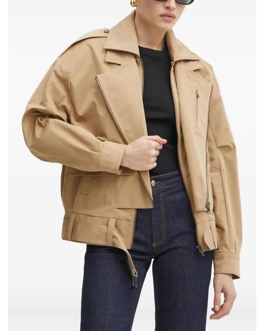 Bardot Blue Belted Zip-Up Biker Jacket