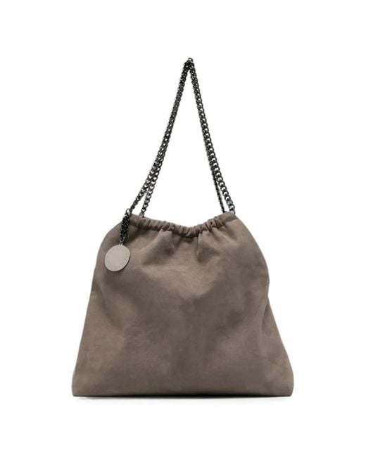 Stella McCartney Brown Medium Falabella Ruched Chain-Link Tote Bag