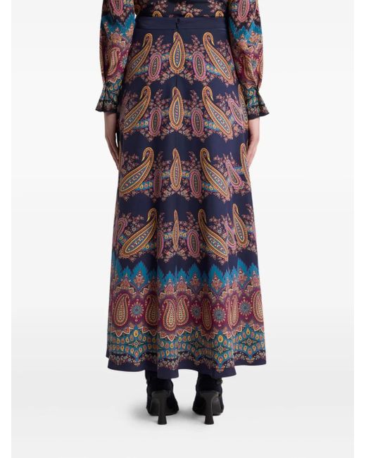 Etro Blue Paisley-Print Maxi Skirt