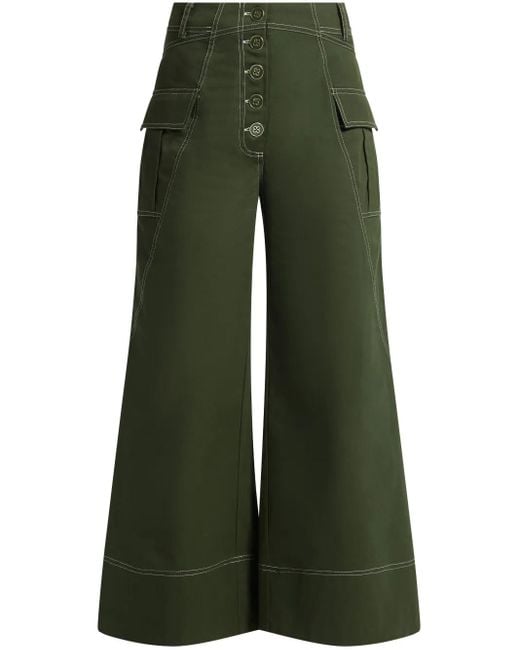 Farm Rio Green Wide-Leg Trousers