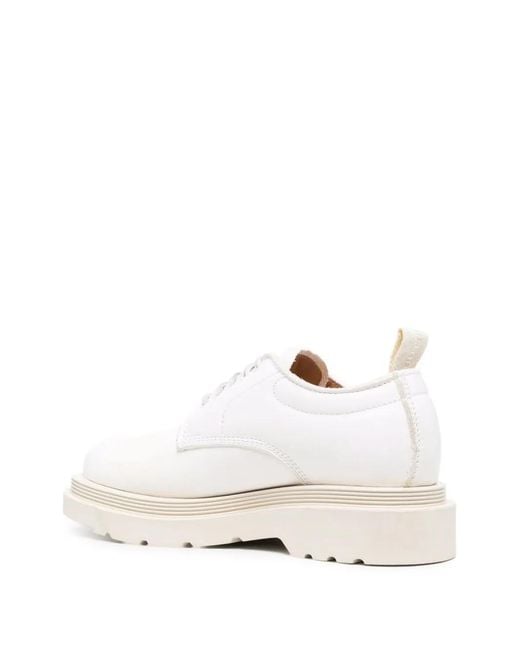 Buttero White Lace-Up Leather Derby Shoes