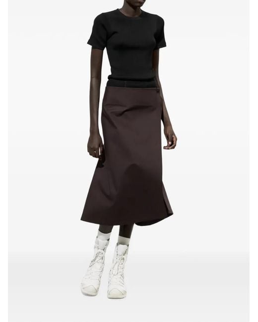 Rier Brown Wrap-Design Midi Skirt