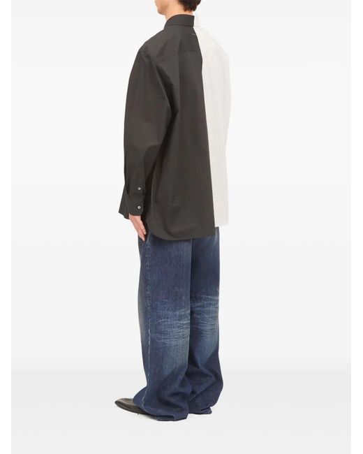 MM6 by Maison Margiela Blue Two-Tone Cotton Poplin Shirt for men