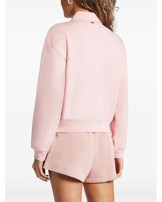 Lacoste Pink Logo-Embossed Cotton Sweatshirt