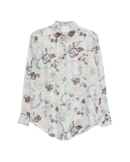 Forte_forte White Floral-Pattern Long-Sleeve Shirt