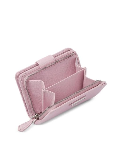Prada Pink Small Triangle-Logo Leather Wallet
