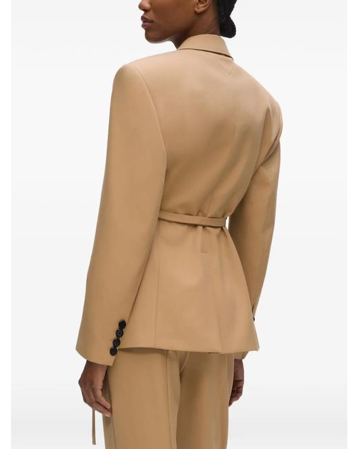 Karl Lagerfeld Natural Tie-Waist Double-Breasted Blazer